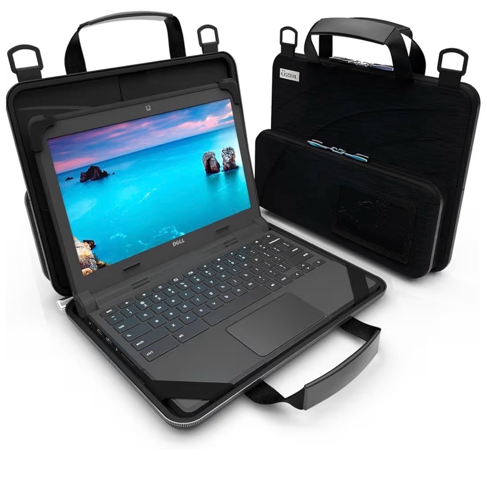Universal Black Laptop Carrying Case with Handle and Front Pocket